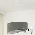 Brilagi - Светодиодная подвесная люстра LYRA 1xE27/15W/230V серый/белый