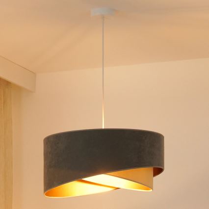 Brilagi - Светодиодная подвесная люстра LYRA 1xE27/15W/230V серый/бежевый/золотистый