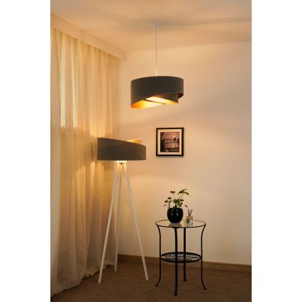 Brilagi - Светодиодная подвесная люстра LYRA 1xE27/15W/230V серый/золотистый