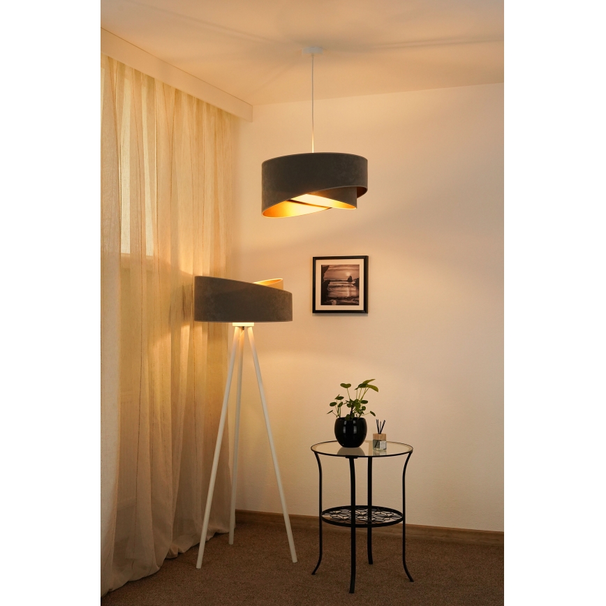 Brilagi - Светодиодная подвесная люстра LYRA 1xE27/15W/230V серый/золотистый