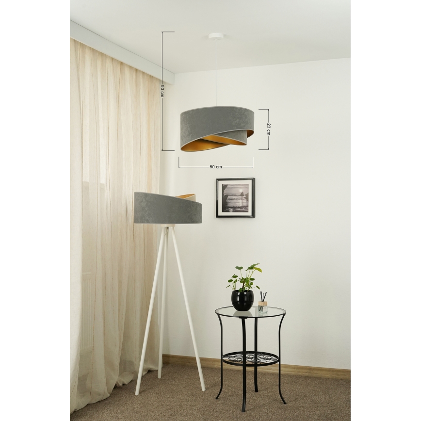 Brilagi - Светодиодная подвесная люстра LYRA 1xE27/15W/230V серый/золотистый