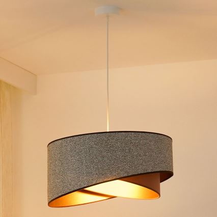 Brilagi - Светодиодная подвесная люстра LYRA 1xE27/15W/230V серый/кремовый/золотистый