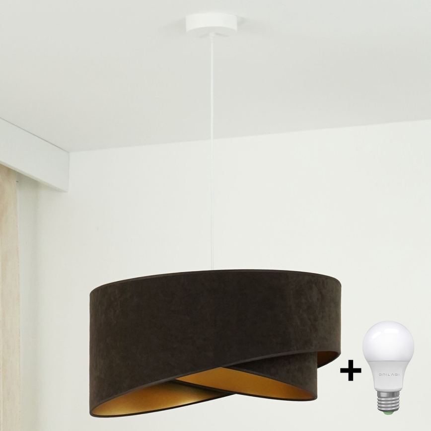 Brilagi - Светодиодная подвесная люстра LYRA 1xE27/15W/230V темно-коричневый/золотистый