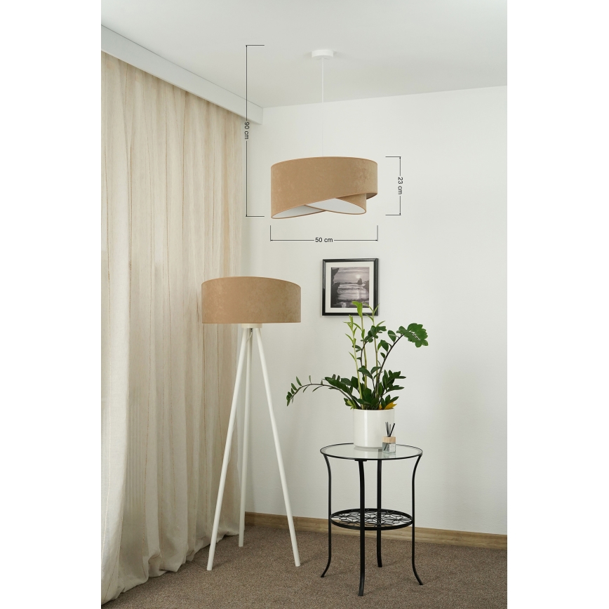 Brilagi - Светодиодная подвесная люстра LYRA 1xE27/15W/230V коричневый/белый