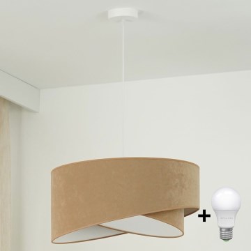 Brilagi - Светодиодная подвесная люстра LYRA 1xE27/15W/230V коричневый/белый