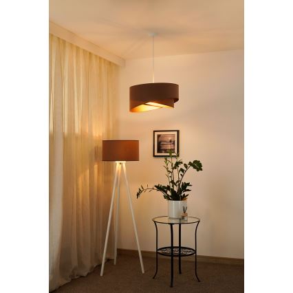 Brilagi - Светодиодная подвесная люстра LYRA 1xE27/15W/230V коричневый/золотистый