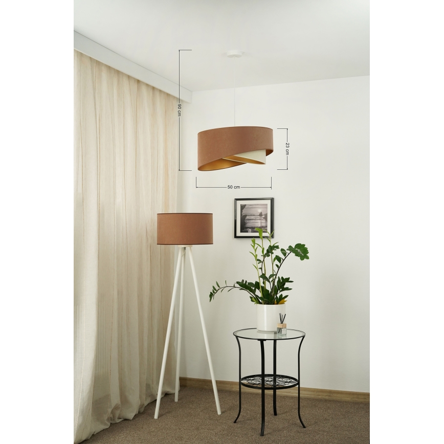 Brilagi - Светодиодная подвесная люстра LYRA 1xE27/15W/230V коричневый/кремовый/золотистый