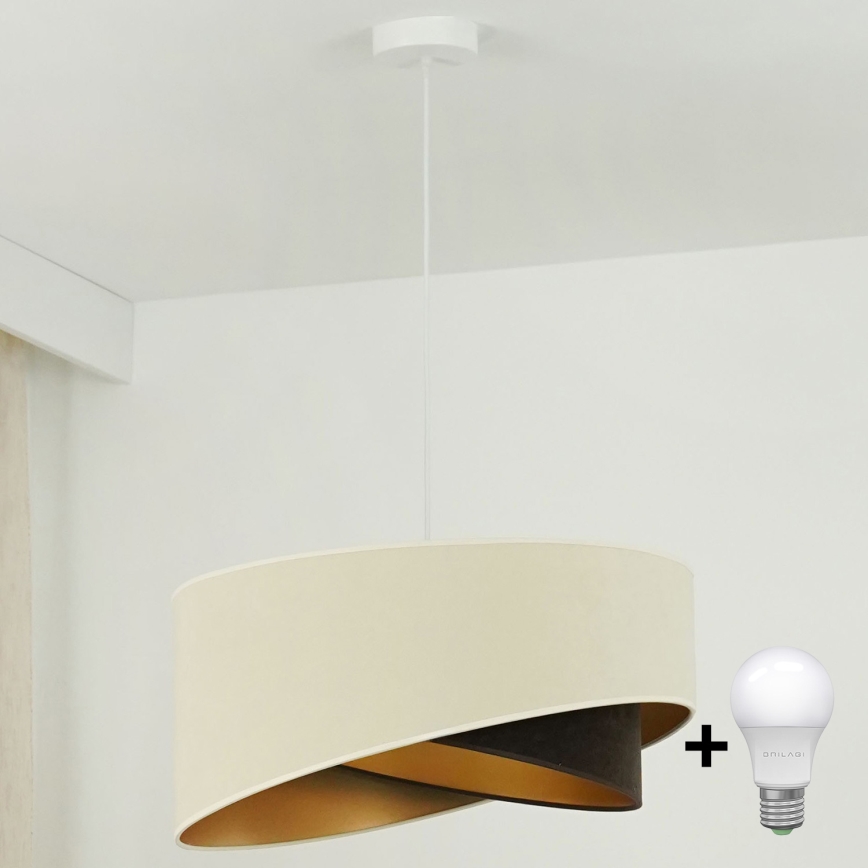 Brilagi - Светодиодная подвесная люстра LYRA 1xE27/15W/230V кремовый/черный/золотистый