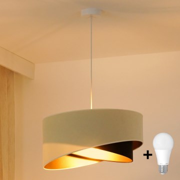 Brilagi - Светодиодная подвесная люстра LYRA 1xE27/15W/230V кремовый/черный/золотистый