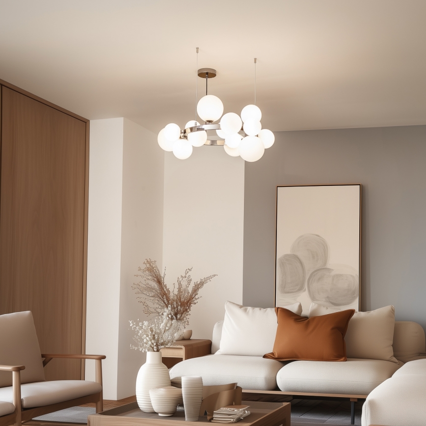 Brilagi - Светодиодная подвесная люстра MILLA 15xG9/3W/230V блестящий хром/белый