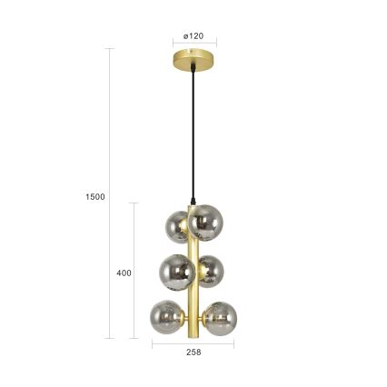 Brilagi - Светодиодная подвесная люстра MILLA 6xG9/3W/230V золотистый/дымчатый