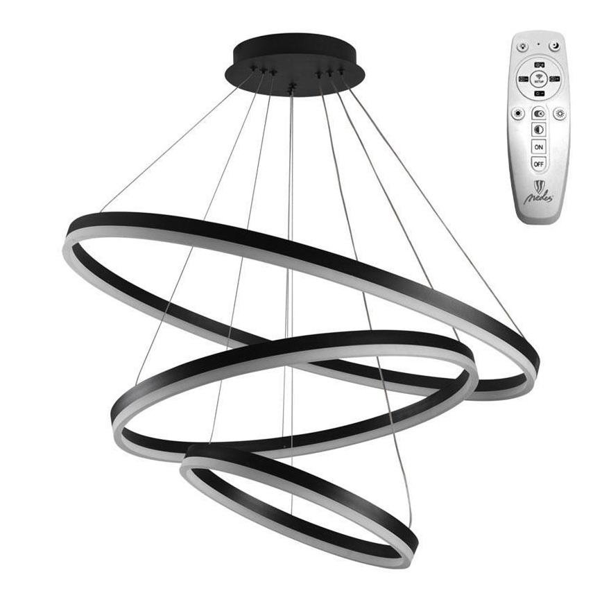 Brilagi - Светодиодная подвесная люстра с регулированием яркости CIRCLE LED/125W/230V 3000-6500K черный + дистанционное управление