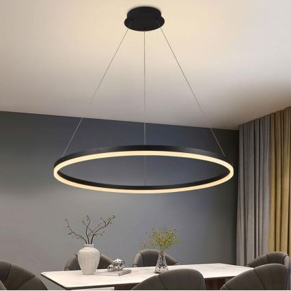 Brilagi - Светодиодная подвесная люстра с регулированием яркости CIRCLE LED/55W/230V 3000-6500K черный + дистанционное управление