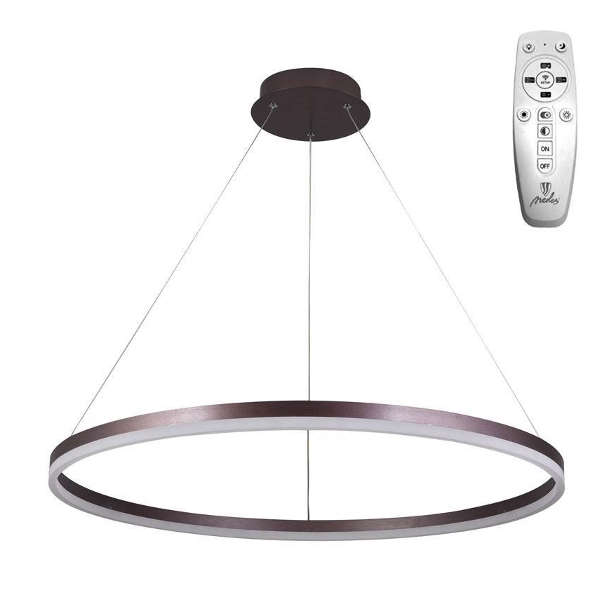 Brilagi - Светодиодная подвесная люстра с регулированием яркости CIRCLE LED/55W/230V 3000-6500K коричневый + дистанционное управление