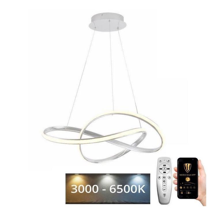 Brilagi - Светодиодная подвесная люстра с регулированием яркости COSMOWAVE LED/70W/230V 3000-6500K белый + дистанционное управление