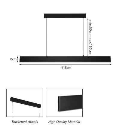 Brilagi - Светодиодная подвесная люстра с регулированием яркости SLIMLINE LED/40W/230V 3000-6000K черный + дистанционное управление