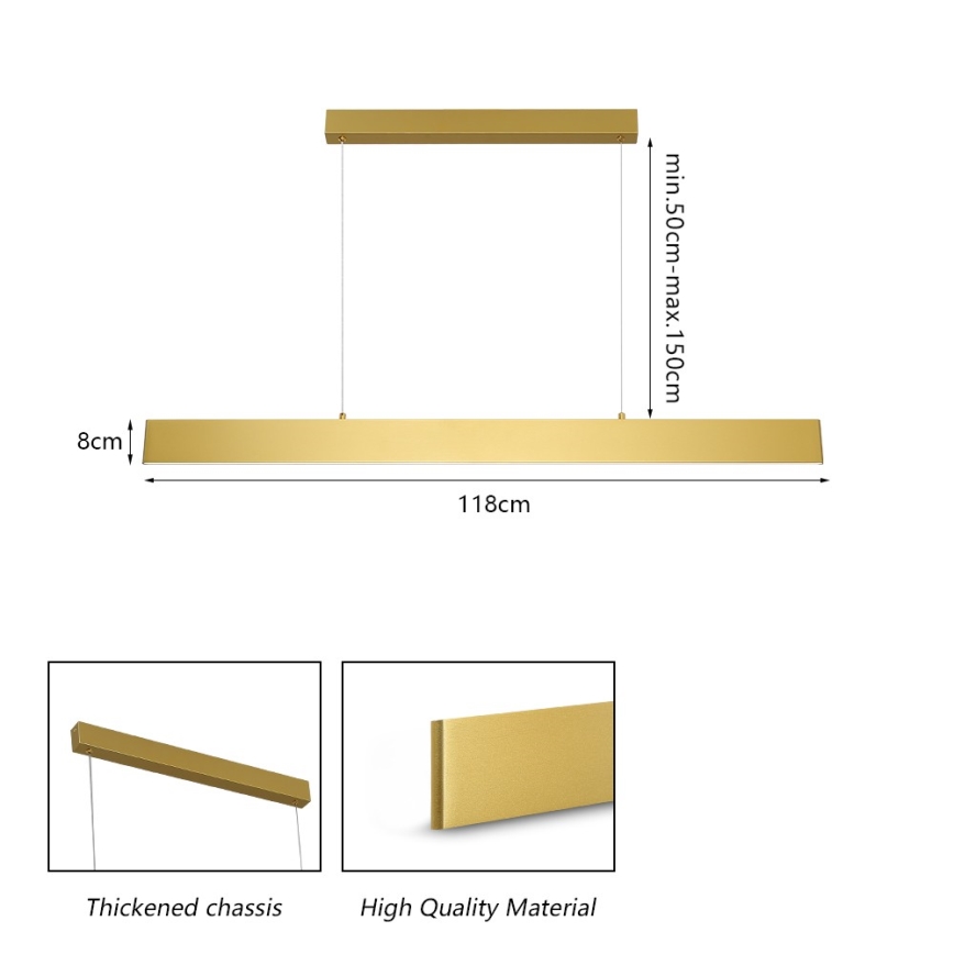 Brilagi - Светодиодная подвесная люстра с регулированием яркости SLIMLINE LED/40W/230V 3000-6000K золотистый + дистанционное управление