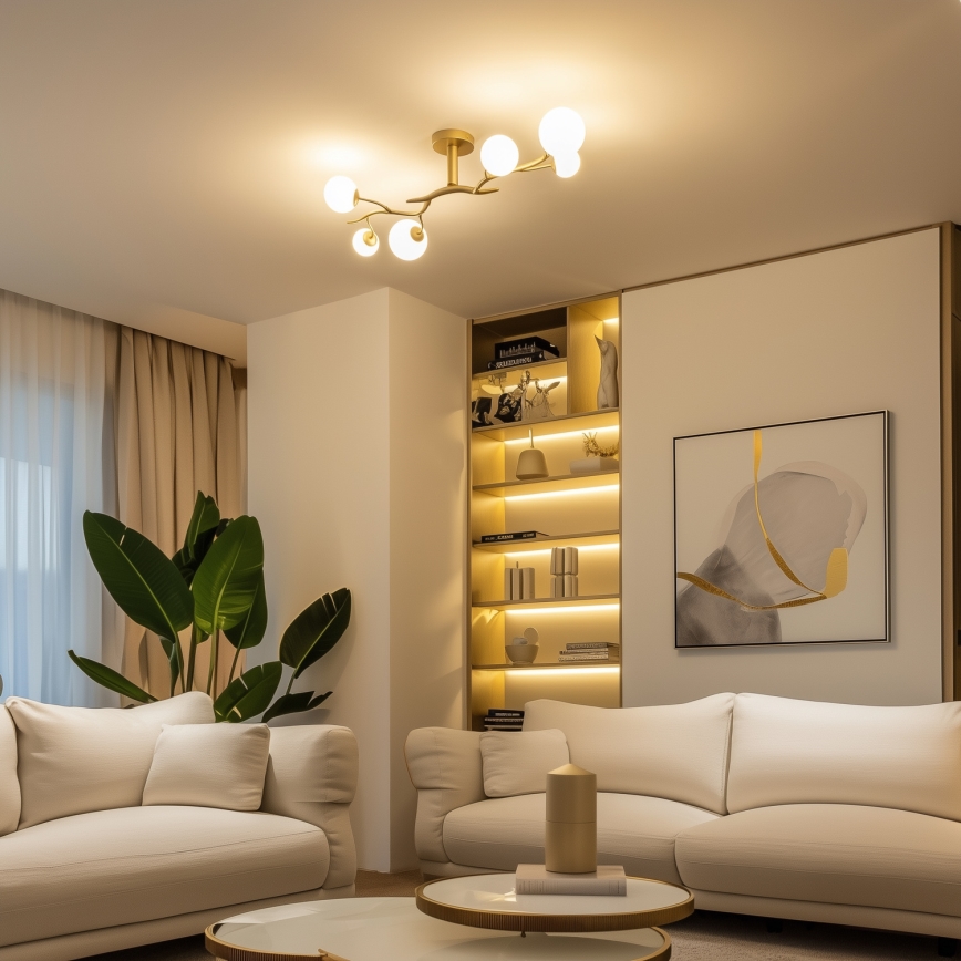 Brilagi - Светодиодная припотолочная люстра MISTEL 6xG9/3W/230V золотистый/белый