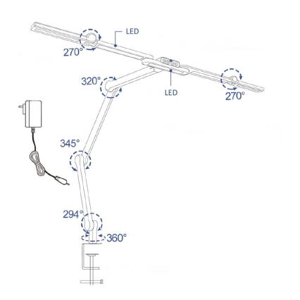 Brilagi - Светодиодная гибкая настольная лампа с регулированием яркости VARIO LED/24W/230V 3000-6500K CRI 92 черный