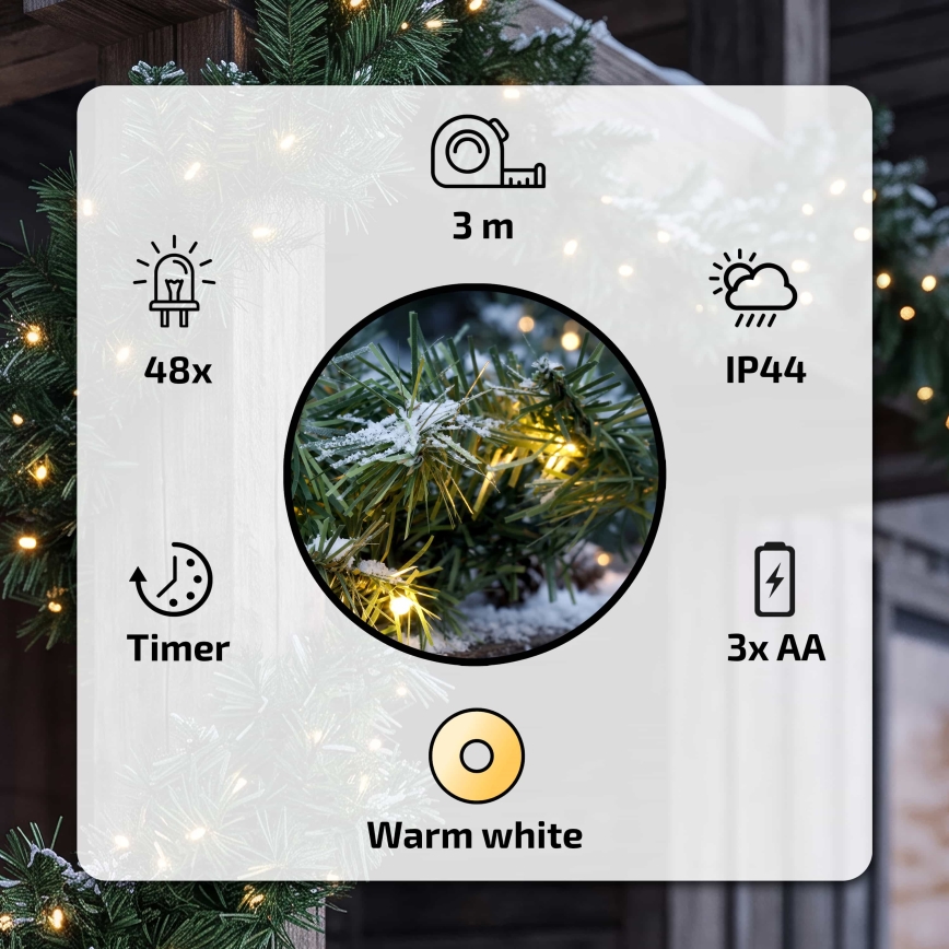 BRILAGI - светодиодная уличная рождественская гирлянда GIRLANDA LED/3xAA 300 см IP44