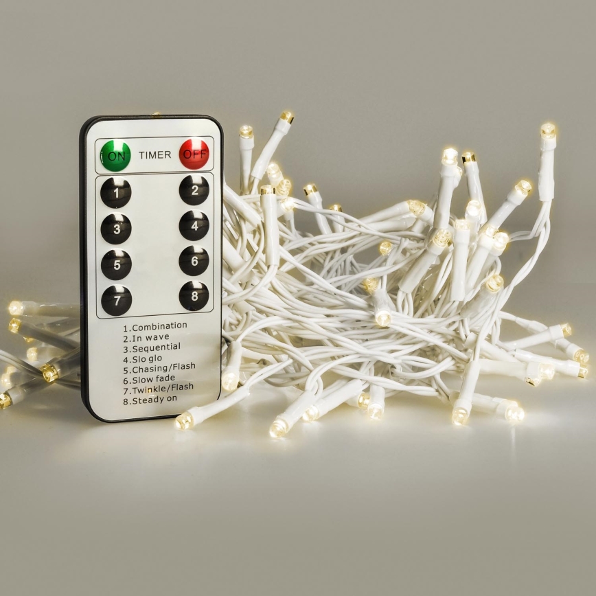 Brilagi - Светодиодная уличная рождественская гирлянда 120xLED/8 функций/3xAA 9,5 м белый IP44 теплый белый + дистанционное управление