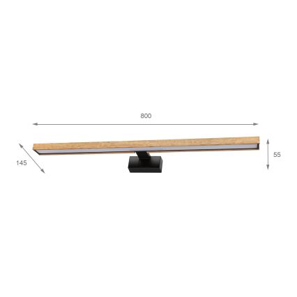 Brilagi - LED-светильник для зеркала в ванной 3 в 1 WOODY MIRROR LED/15W/230V 80 см IP44 черный/дуб