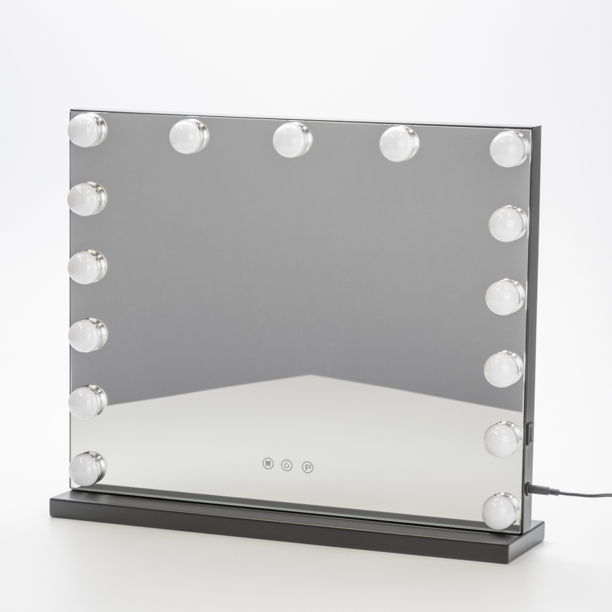 BRILAGI - Светодиодное зеркало для макияжа с регулировкой яркости HOLLYWOOD LED/15W/230V CCT + USB, чёрное