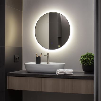 Brilagi - LED-зеркало для ванной VENA BLACK LED/19W/230V Ø 60 см IP44 CRI 90 диммируемое + CCT