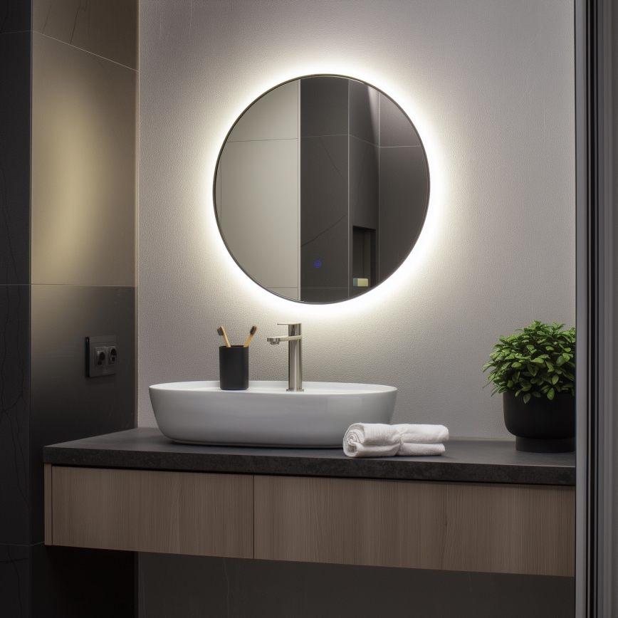 Brilagi - LED-зеркало для ванной VENA BLACK LED/19W/230V Ø 60 см IP44 CRI 90 диммируемое + CCT