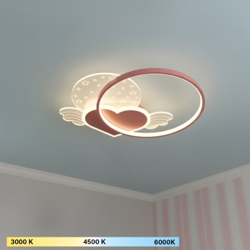 Brilagi - светодиодный детский потолочный светильник LOVE LED/48W/230V 3000/4500/6000K розовый