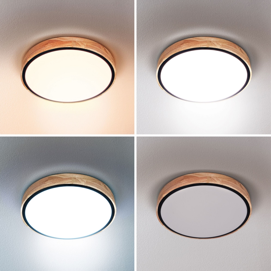Brilagi - Диммируемый потолочный светильник GLORIA LED/48W/230V 3000-6500K дуб, диаметр 40 см + дистанционное управление