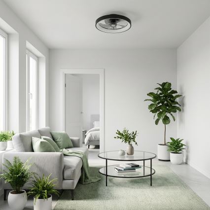 Brilagi - Диммируемый потолочный вентилятор со светодиодной подсветкой LED/34W/230V 3000-6500K, диаметр 50 см, черный + пульт дистанционного управления