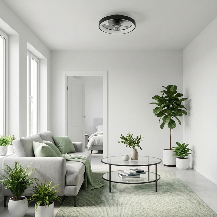 Brilagi - Диммируемый потолочный вентилятор со светодиодной подсветкой LED/34W/230V 3000-6500K, диаметр 50 см, черный + пульт дистанционного управления