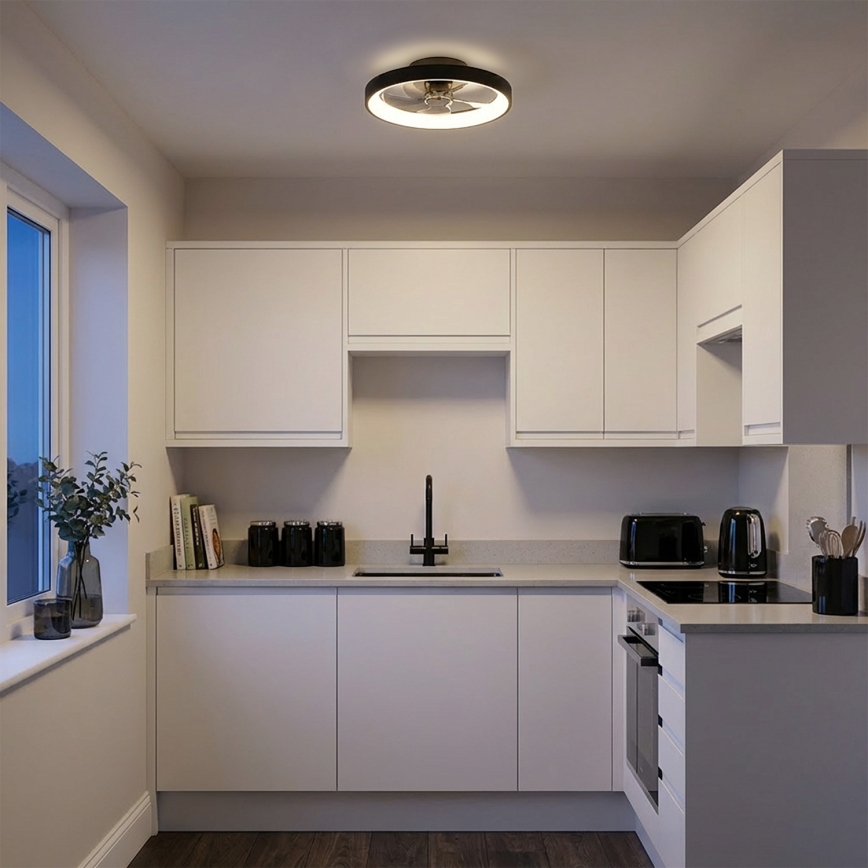 Brilagi - Диммируемый потолочный вентилятор со светодиодной подсветкой LED/34W/230V 3000-6500K, диаметр 50 см, черный + пульт дистанционного управления