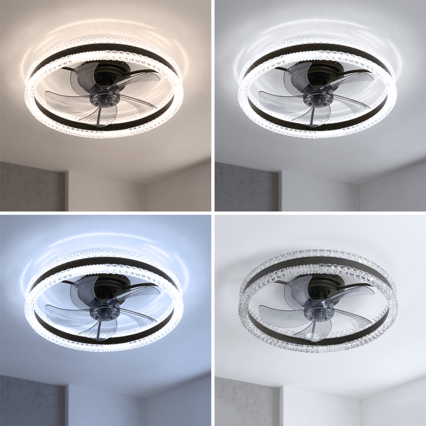 Brilagi - диммируемый потолочный вентилятор с LED-освещением, 62 W, 230 V, 3000–6500 K, диаметр 50 cm, чёрный + пульт дистанционного управления