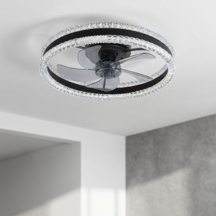 Brilagi - диммируемый потолочный вентилятор с LED-освещением, 62 W, 230 V, 3000–6500 K, диаметр 50 cm, чёрный + пульт дистанционного управления
