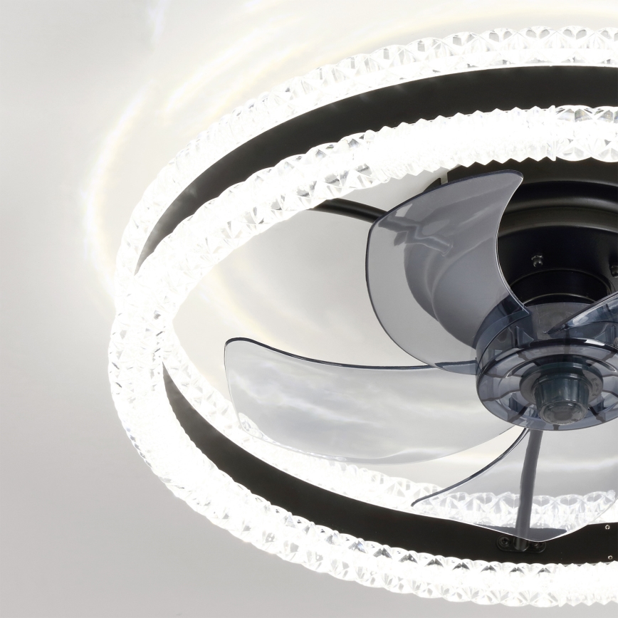 Brilagi - диммируемый потолочный вентилятор с LED-освещением, 62 W, 230 V, 3000–6500 K, диаметр 50 cm, чёрный + пульт дистанционного управления
