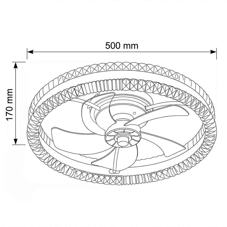 Brilagi - диммируемый потолочный вентилятор с LED-освещением, 62 W, 230 V, 3000–6500 K, диаметр 50 cm, чёрный + пульт дистанционного управления