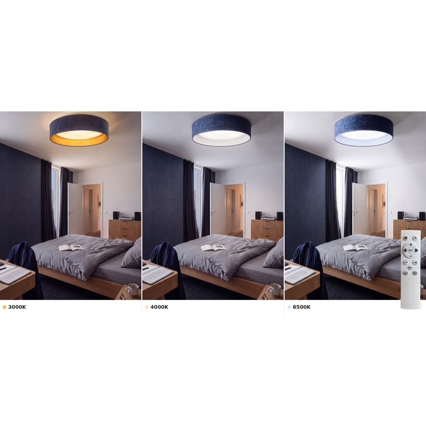 Brilagi - диммируемый потолочный светильник VELVET SMART VARI LED/36W/230V 3000-6500K, диаметр 55 см, синий — в комплекте пульт дистанционного управления