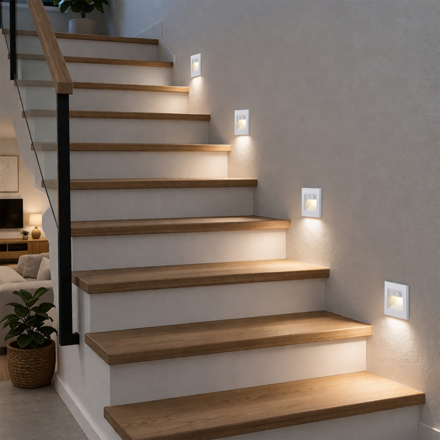 Brilagi - лестничный светильник LED с датчиком STEP LIGHT, 1,5 Вт, 230 В, IP44, белый