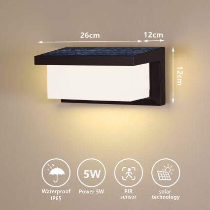Brilagi - Светодиодный настенный светильник на солнечной батарее с датчиком BRICKY LED/5W/6V 4000 mAh IP65