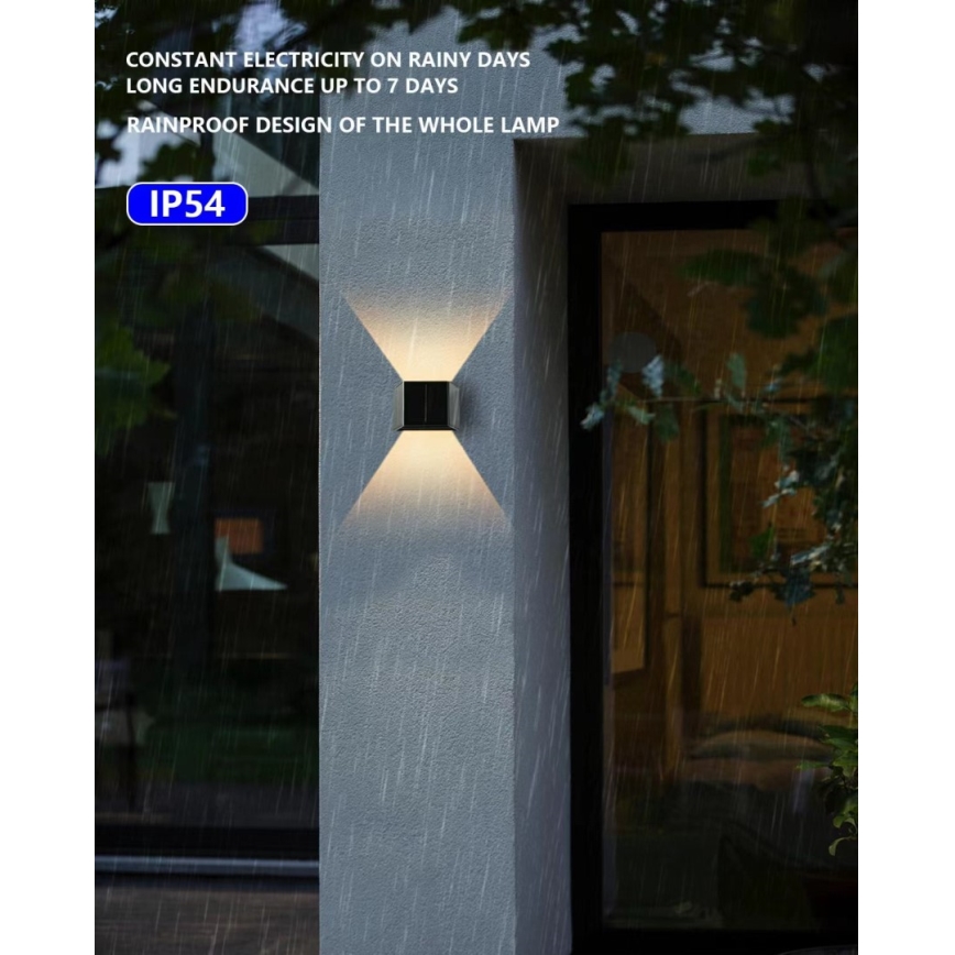 Brilagi - Светодиодный настенный светильник на солнечной батарее с датчиком SOLAR CUBE LED/2W/3,2V 1300 mAh IP54