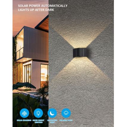 Brilagi - Светодиодный настенный светильник на солнечной батарее с датчиком SOLAR CUBE LED/2W/3,2V 1300 mAh IP54