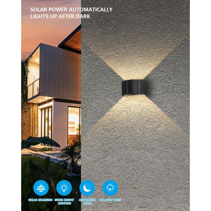 Brilagi - Светодиодный настенный светильник на солнечной батарее с датчиком SOLAR CUBE LED/2W/3,2V 1300 mAh IP54