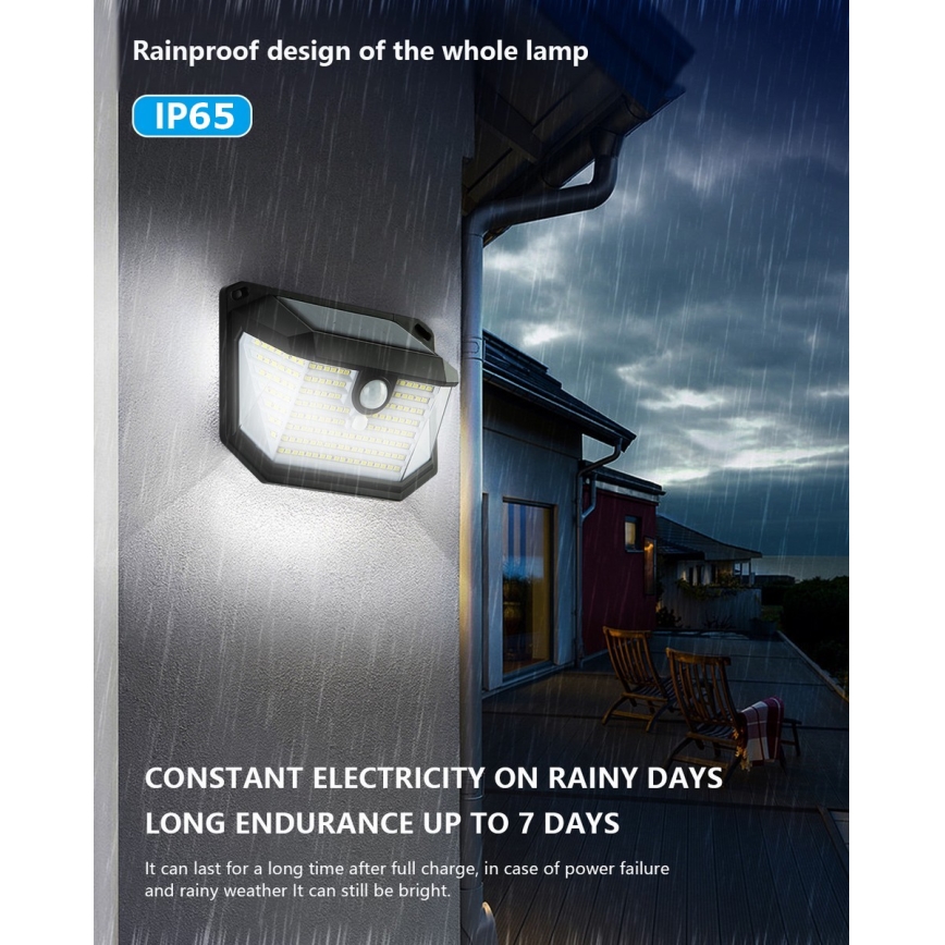 Brilagi - Светодиодный настенный светильник на солнечной батарее с датчиком WALLIE LED/4W/5,5V 1200mAh 6500K IP65