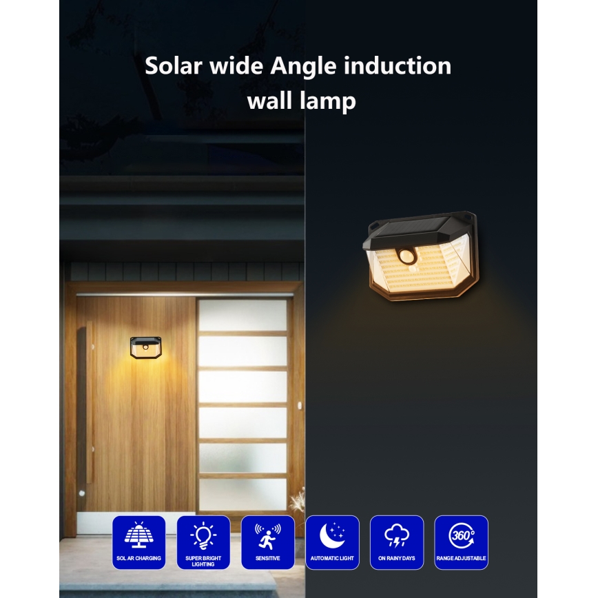 Brilagi - Светодиодный настенный светильник на солнечной батарее с датчиком WALLIE LED/4W/5,5V 1200 mAh 3000K IP65