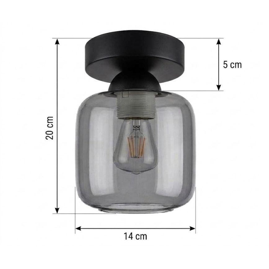 BRILAGI - LED потолочный светильник RETRO GLASS 1xE27/60W/230V диаметр 14 см черный/дымчато-серый