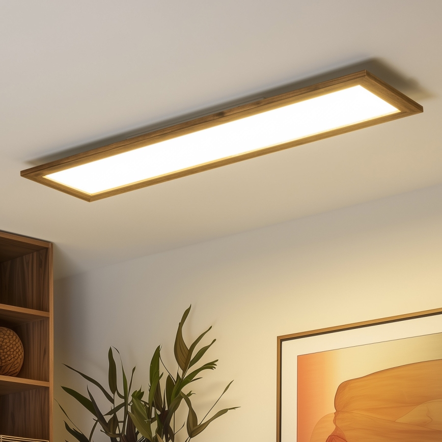 Brilagi - Светодиодный потолочный светильник с регулированием яркости SLIMFRAME WOOD LED/58W/230V 124x34 см 3000-6000K коричневый + дистанционное управление