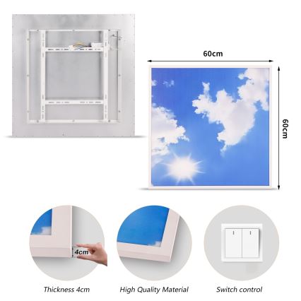 Brilagi - светодиодный потолочный светильник SLIMFRAME SKY LED/58 Вт/230 В 60x60 см серебристый/синий