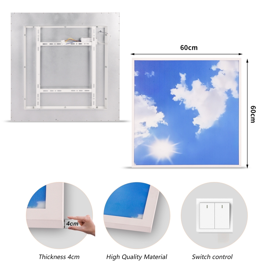 Brilagi - светодиодный потолочный светильник SLIMFRAME SKY LED/58 Вт/230 В 60x60 см серебристый/синий